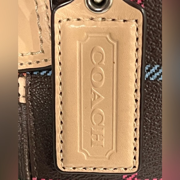 Coach 2013 Peyton Tattersall Leather Shoulder/Tote Bag w/ Removable Strap GUC! - Picture 7 of 11